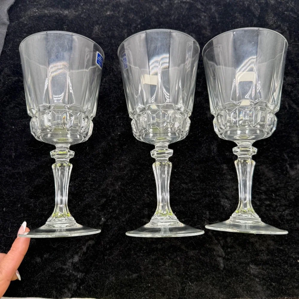 Lady Victoria chantelle Crystal Stemware Wine Water Goblets France Set of 3